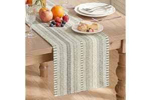 Artoid Mode Dark Grey Farmhouse Woven Table Runner, Seasonal Holiday Rustic Kitchen Dining Table Decoration for Home Party De