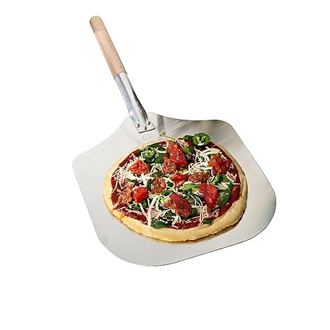 Kitchen Supply 14 Inch X 16 Inch Aluminum Pizza Peel With Wood Handle