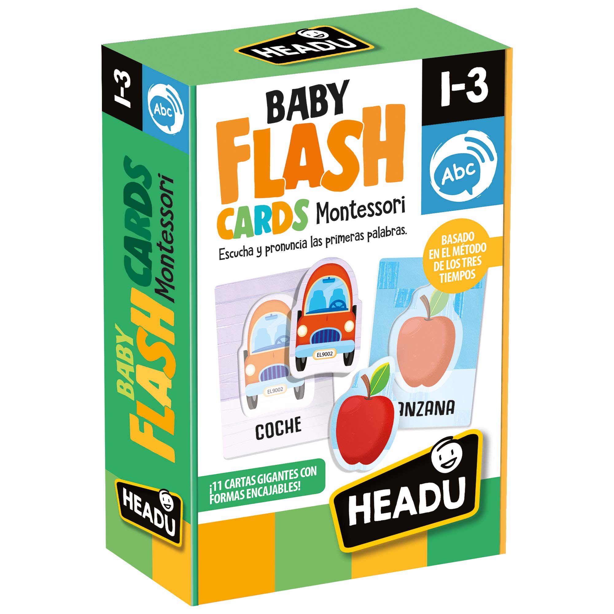 Headu Playing Cards Heraclio Fournier - Montessori Baby Flashcards Listen and pronounce your first words Educational Children's Game, Green, Single (1043736), Assorted Colour/Model