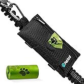 PetAmi Dog Poop Bag Holder for Leash, Pet Waste Bag Dispenser, Black | Soft Dog Poop Bag Holder Clips to Leash, Harness, Belt Storage for Treat Key, Pet Bag Dispenser, Doggy, Doggie