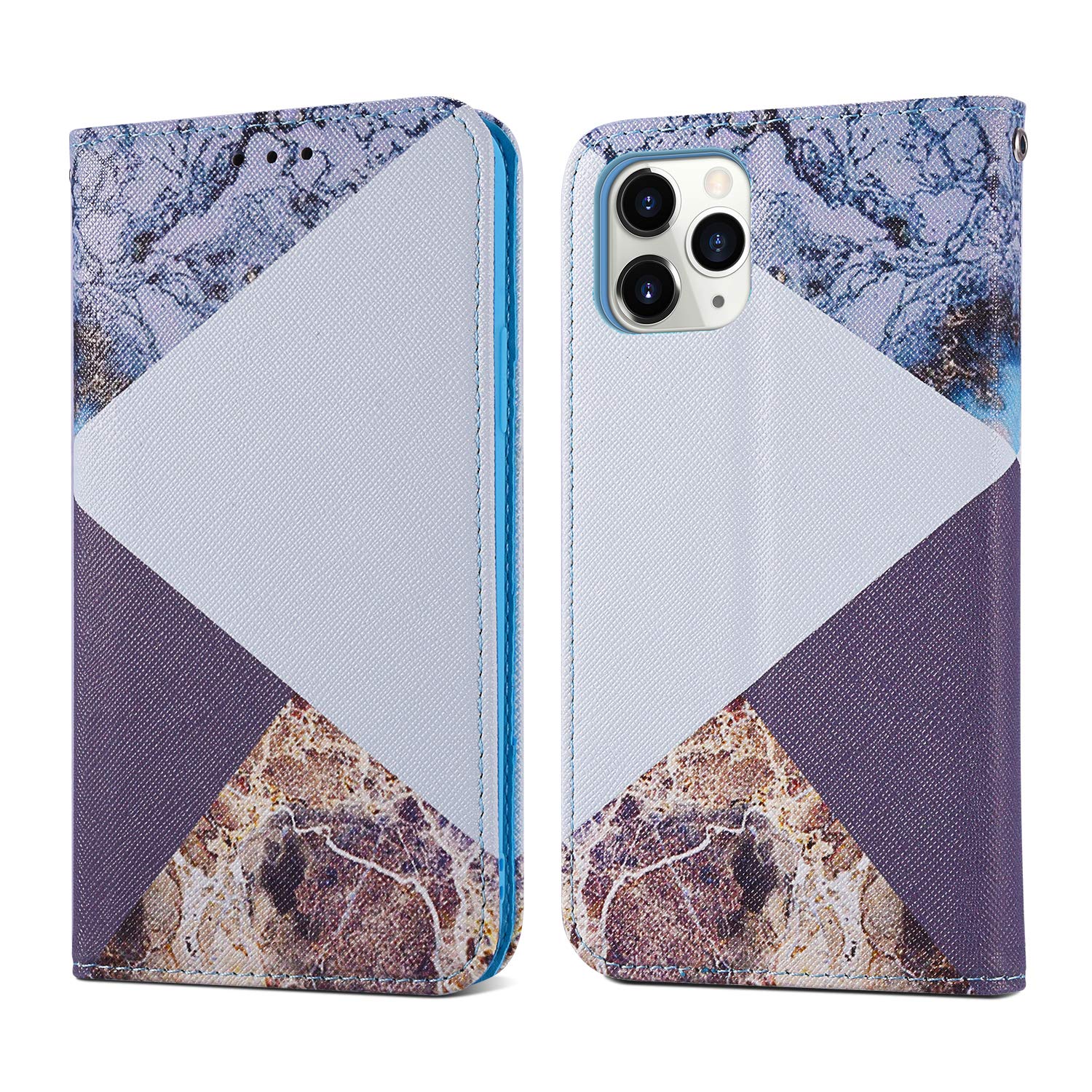 ZCDAYE Case Compatible with iPhone 12 Pro Max,[Granite Pattern] Magnetic Closure PU Leather Folio Flip Case Cover with[Card Slots][Kickstand] for iPhone 12 Pro Max(6.7 inch)-Blue