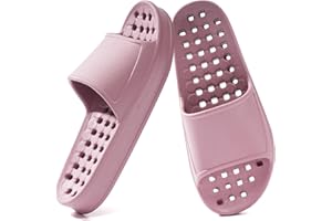 GETOEU Shower Shoes for Women and Men with Drain Holes Massage Slide Sandals Soft Cushioned Anti-Slip Pool Slides Comfort Thick Soled Gym Shower Shoes Quick Drying Bathroom Spa Slippers
