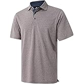 VEBOON Men's Polo Shirts Long and Short Sleeve Cotton Blend Heather Moisture Wicking Casual Collared Shirts