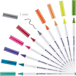 edding 4600 Textil-Stift - 10er Set - Fun Farben - Rundspitze 1 mm - Zum Bemalen von Textilien (wie z.B. T-Shirt, Kissen, Beutel) - Textilfarbe waschmaschinenfest bis 60°C