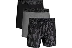 Under Armour mens 3-pack Performance Tech Mesh Print 6” Boxer Briefs