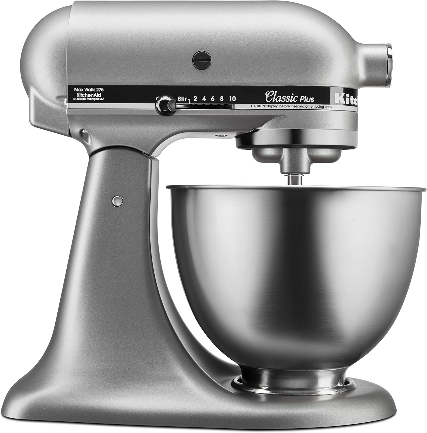 KitchenAid KSM75SL Classic Plus 4.5-Qt. Tilt-Head Stand Mixer, Silver