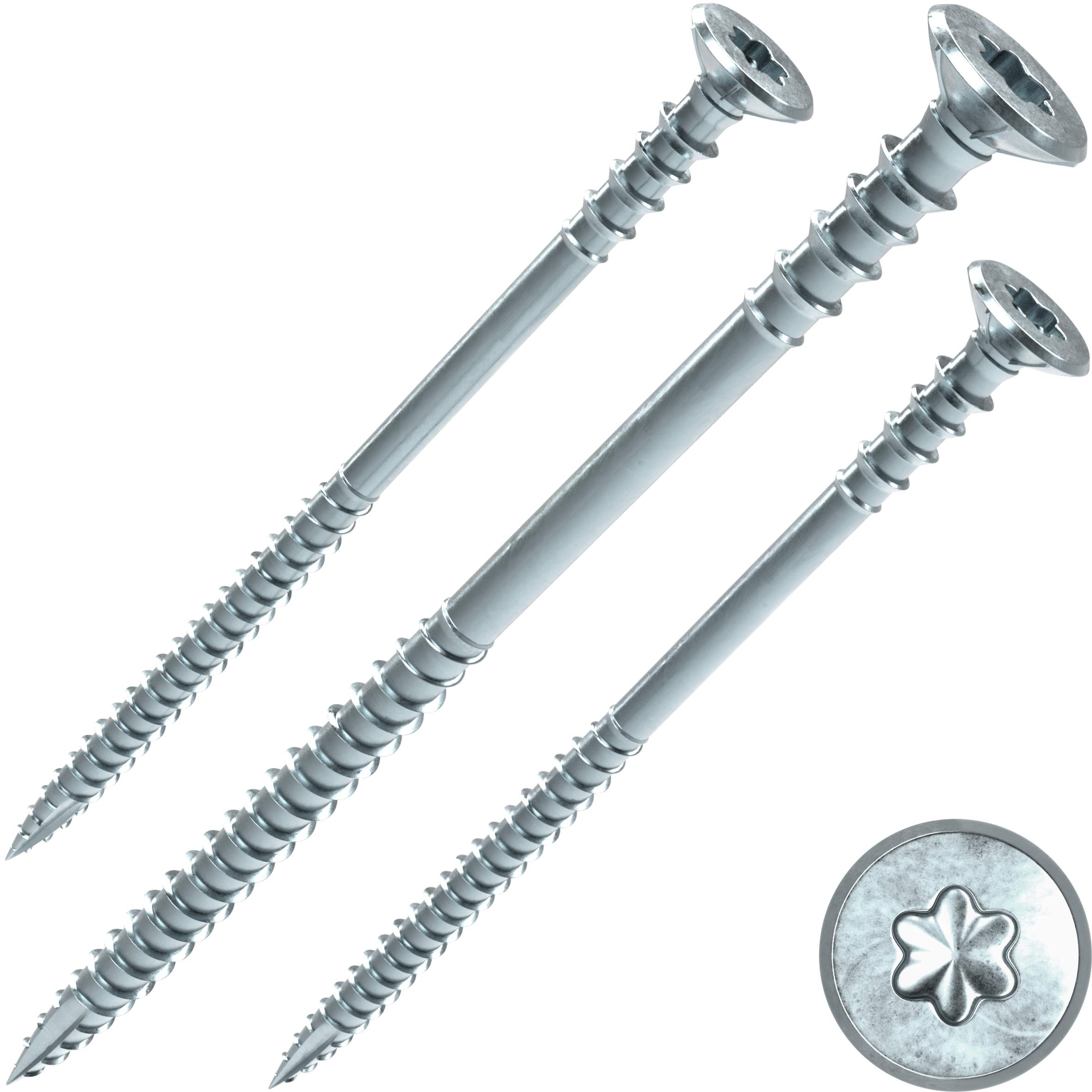 INNONEXXT® Premium Adjusting Screw, 6 x 145 mm, T30, Blue Galvanised, Steel, Milling Ribs, Cut Tip, Countersunk Head, Wood Universal Screws, Ring and Wood Thread, Made in Germany — image 1