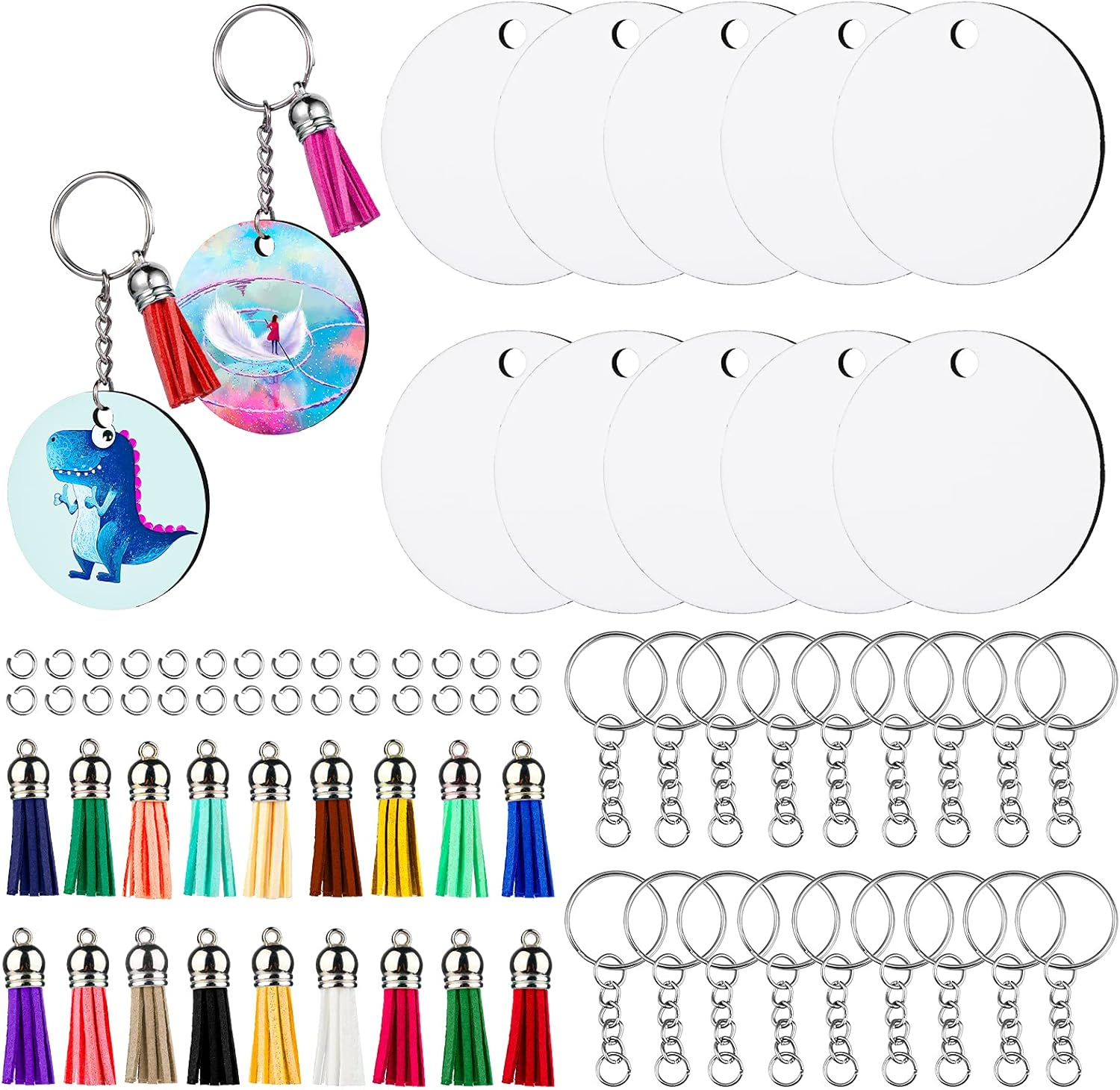CASLON Sublimation Keychain Set 36pcs Sublimation Keychain Blanks with