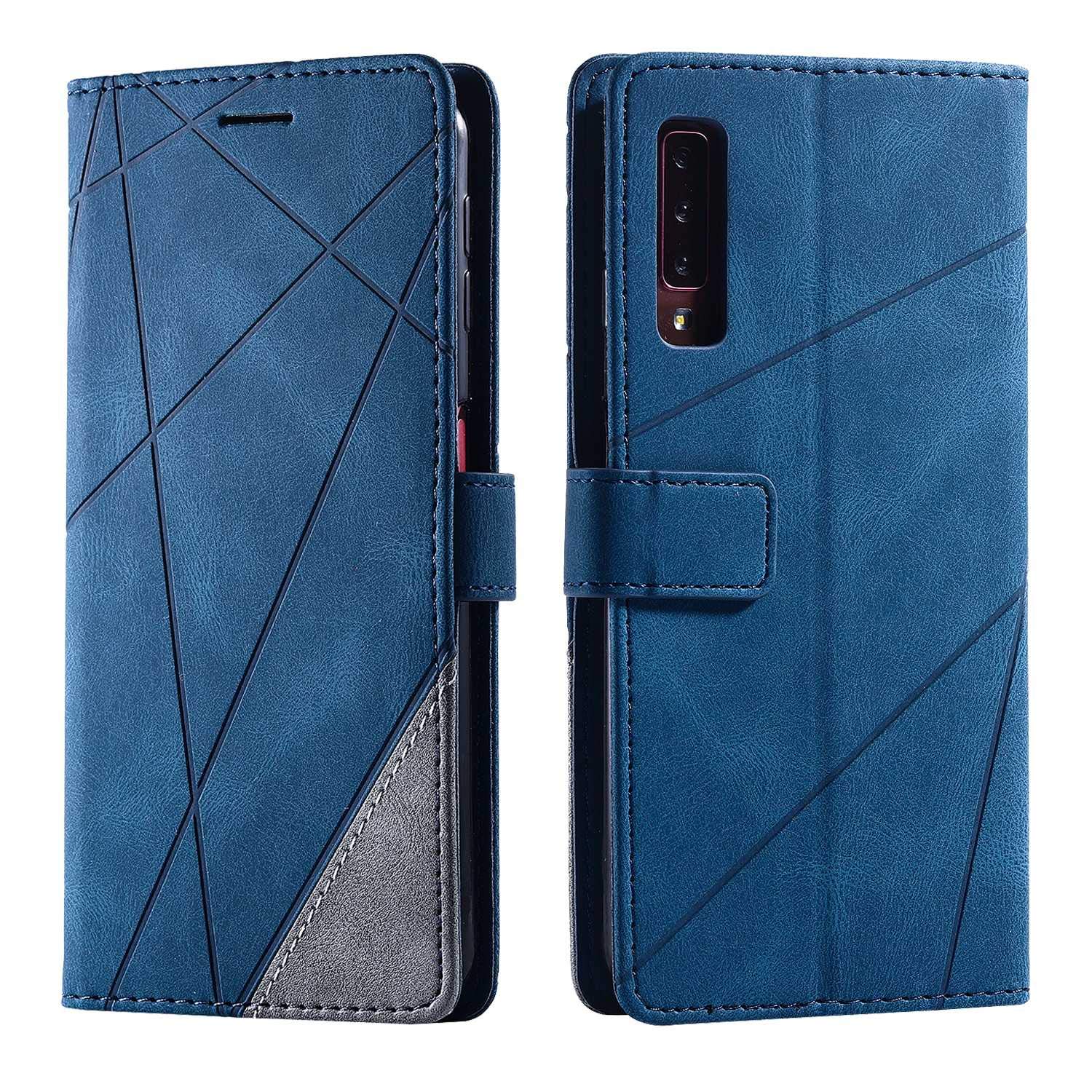 SONWO Case for Galaxy A7 2018 Case, Premium Leather Flip Wallet Case Magnetic Closure Card Slots Kickstand Phone Case for Samsung Galaxy A7 2018, Blue