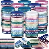 Lunmon 120 Pcs Bible Verse Silicone Bracelets Bulk Christian Scripture Rubber Wristbands Religious Quote Inspirational Motivational Rubber Wristbands for Women Men Church Gifts