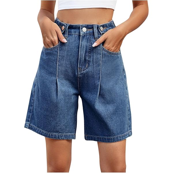 POHADON Womens Jean Shorts Bermuda Shorts Knee Length 2025