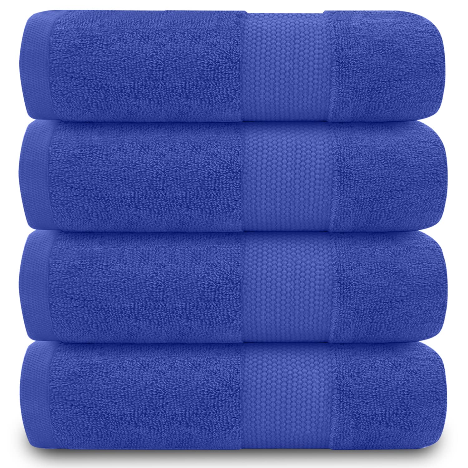 GC GAVENO CAVAILIA Fade Resistant Bathroom Towels Set, 700 GSM Premium Quality Extra Absorbent 100% Cotton Bath Towel, Royal Blue, 4PK Hand Towel