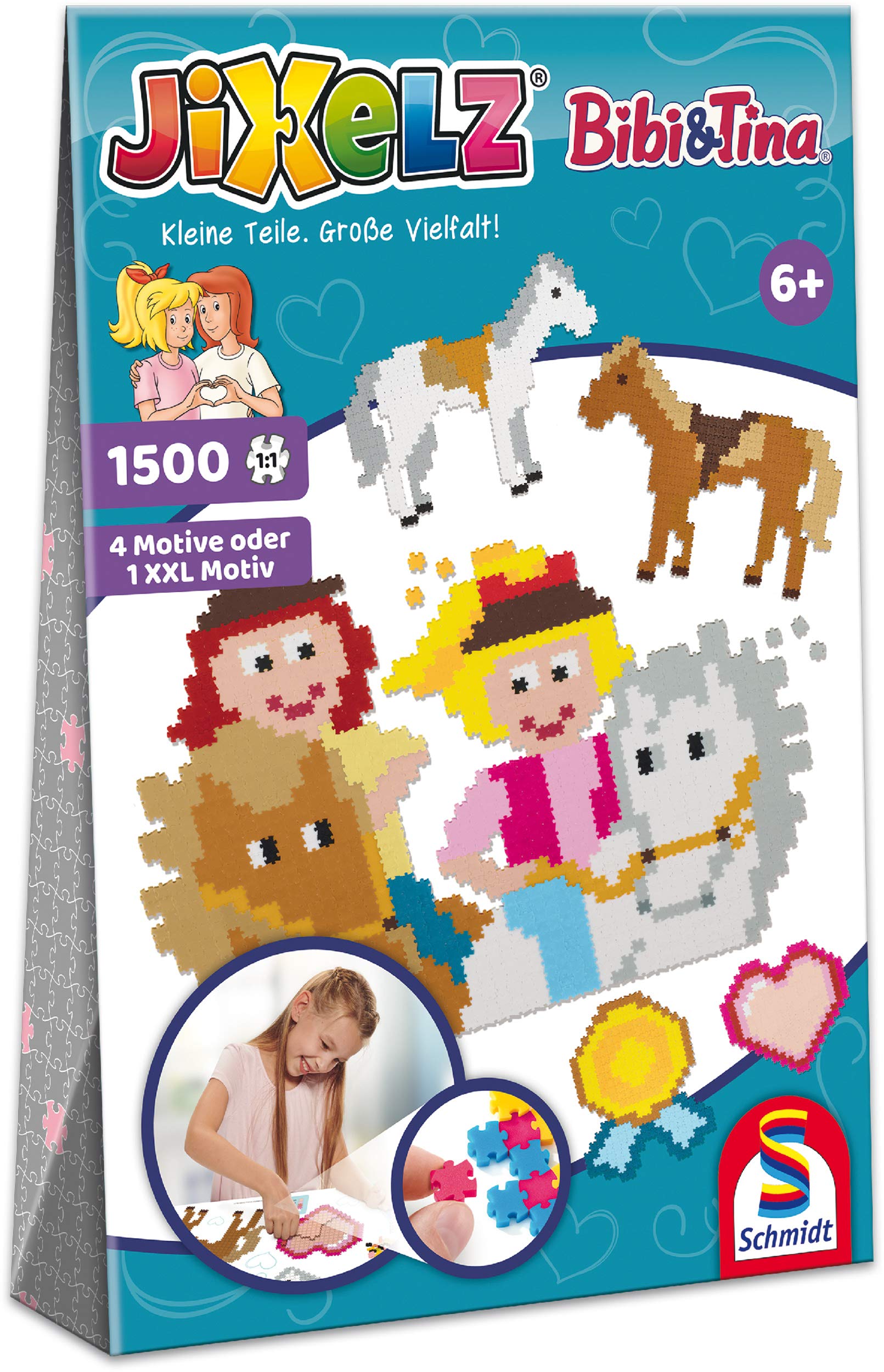 Schmidt Spiele 46116 Bibi and Tina Jixelz, Bibi & Tina, 1500 Pieces, 5 Designs, Children's Craft Sets, Children's Puzzle
