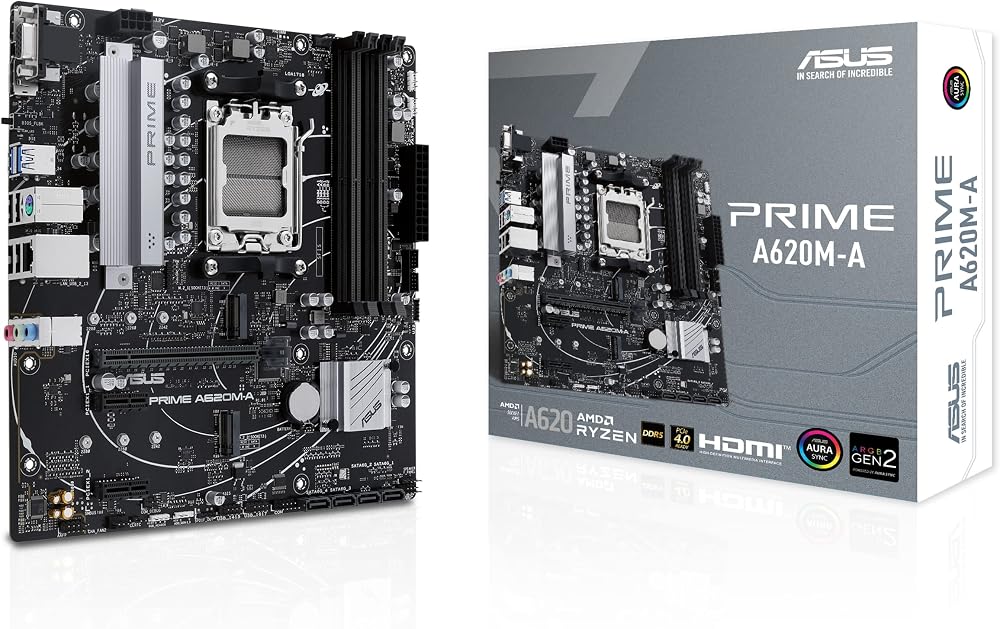 ASUS Prime A620M-A-CSM AM5 Ryzen 7000 mATX DDR5 PCIe 4.0 2xM.2 DP HDMI USB-C