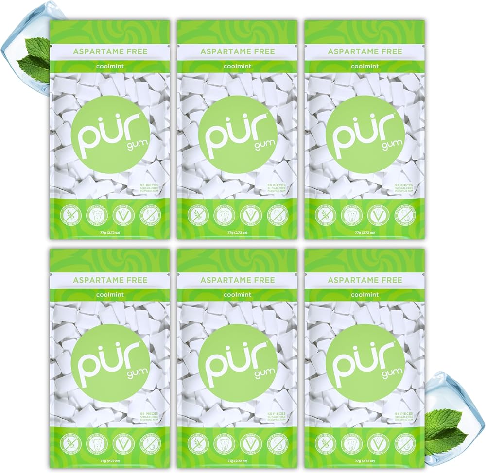 PUR Gum Sugar Free Chewing Gum Mint Xylitol Vegan Gluten Free Keto 55 Pieces
