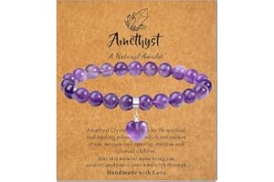 MAIBAOTA Healing Crystal Bracelet for Women, 8 mm Natural Gemstone Beaded Bracelet, Love Heart Bracelet Jewelry Gifts for Birthday Mothers Day Valentine's Day Anniversary