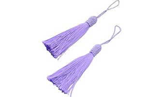 Makhry 20pcs 15.5cm/6 Inch Silky Floss Bookmark Tassels with 2-Inch Cord Loop and Small Chinese Knot for Jewelry Making, Souvenir, Bookmarks, DIY Craft Accessory (Violet)
