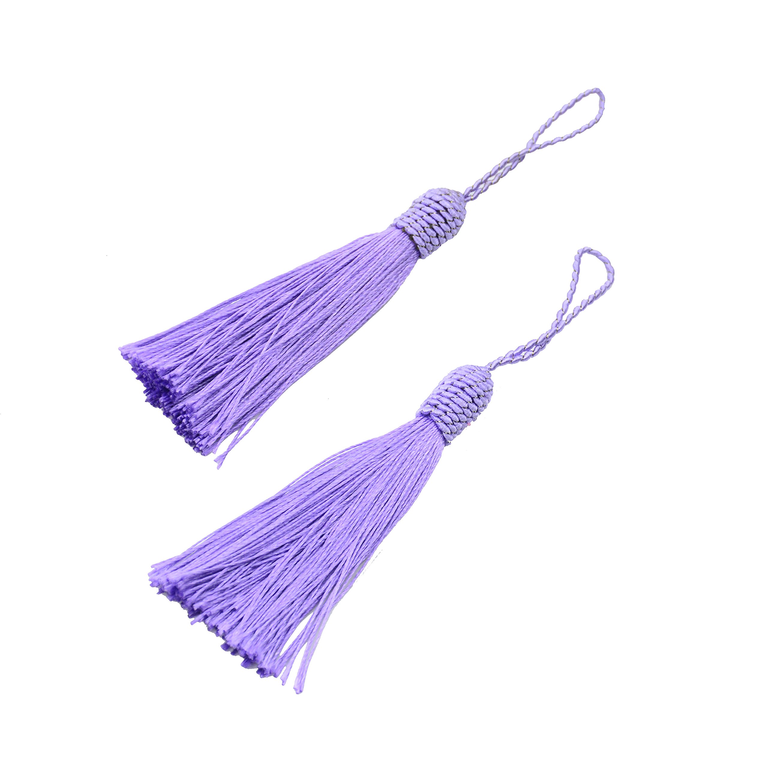 20pcs 15.5cm/6 Inches Silky Floss Bookmark Tassels with 2-Inch Cord Loop and Small Chinese Knot for Jewelry Making, Souvenir, Bookmarks, DIY Craft Accessory (Violet)
