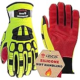 Cestus 3204, Firefighter Rescue Extrication Gloves, 608°F Heat Resistant Silicone Palm, Heavy Duty Impact Gloves for Men
