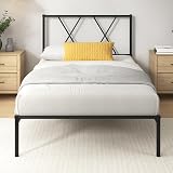 Zinus Elias Modern 3ft Metal Bed Frame with Headboard Black 90 x 190 cm view 9