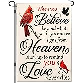 JZYIZYU Cardinal Memorial Garden Flag Love Never Dies Memorial Day Yard Garden Flags for Outside 12x18 Double Sided Outdoor Cemetery Decorations for Grave