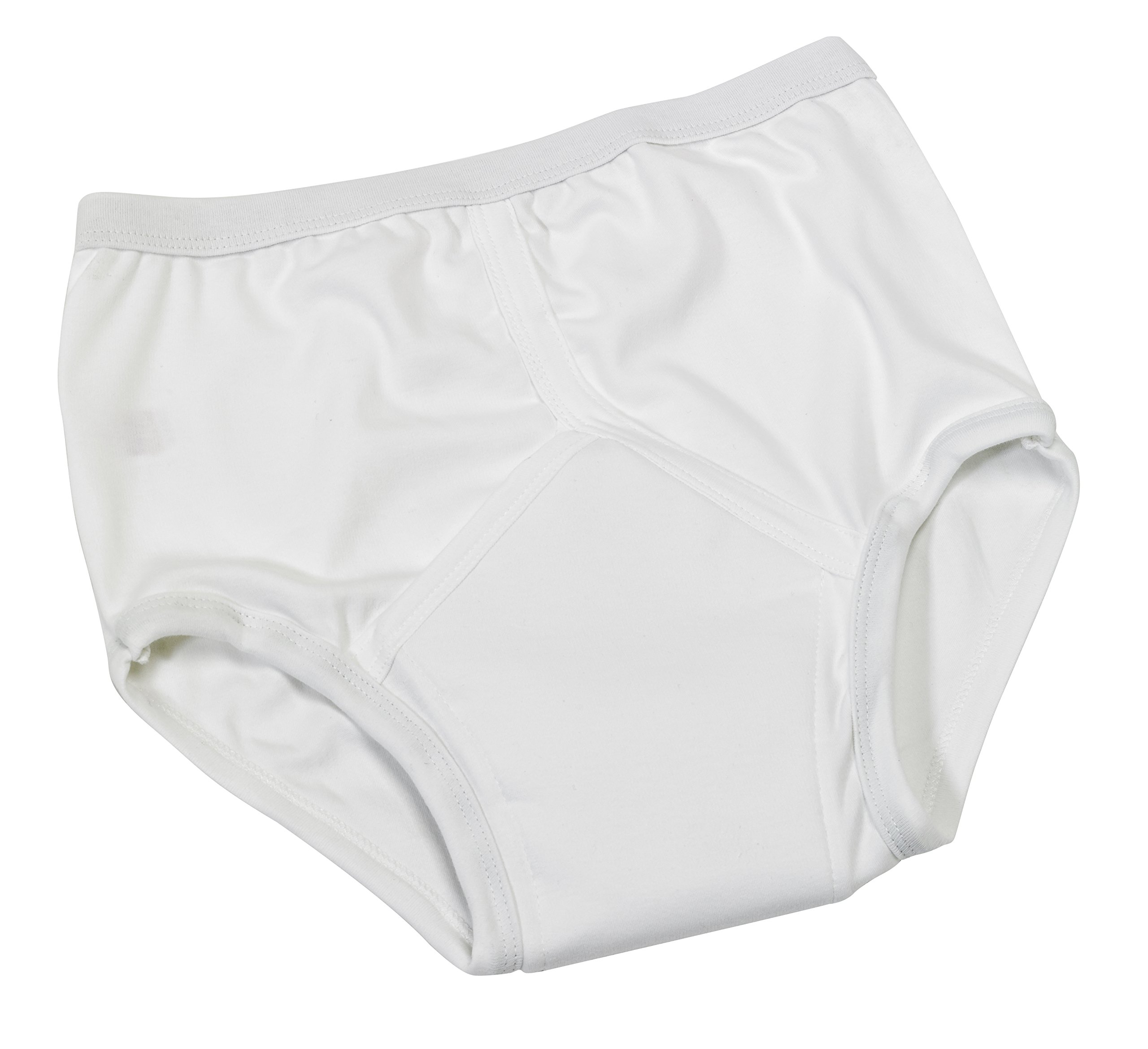 Men's Traditional Brief with Built-in Incontinence Pad, Pair, X-Large (Waist 41-44"), White, Dry Layer to Reduce Dampness, No Liners/Disposable Pads Required, Moderate Incontinence, Machine Washable