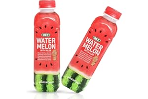 OKF Watermelon with Aloe Vera Drink, Sweet and Refreshing W/ Chewable Aloe added. Real Watermelon Juice and Real Aloe Vera Gel Added, 16.9 Fluid Ounce (Watermelon, 6)