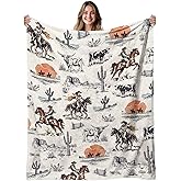 REETOOK Western Blanket, Cowboys Blanket for Young Adults, Cozy Flannel Western Throw Blanket, Warm Gift Cowboys Throw Blanket for Couch, Bed, Gifts for Christmas Thanksgiving 50x60
