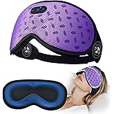 Sleep Mask Headphones Bluetooth 5.4 with 3D Removable Hot & Cold Compress, TOPOINT Weighted Eye Mask Blackout Soft, Cooling Breathable for Women Men Deep Sleep Relax Tired Eyes Migraine Office Travel