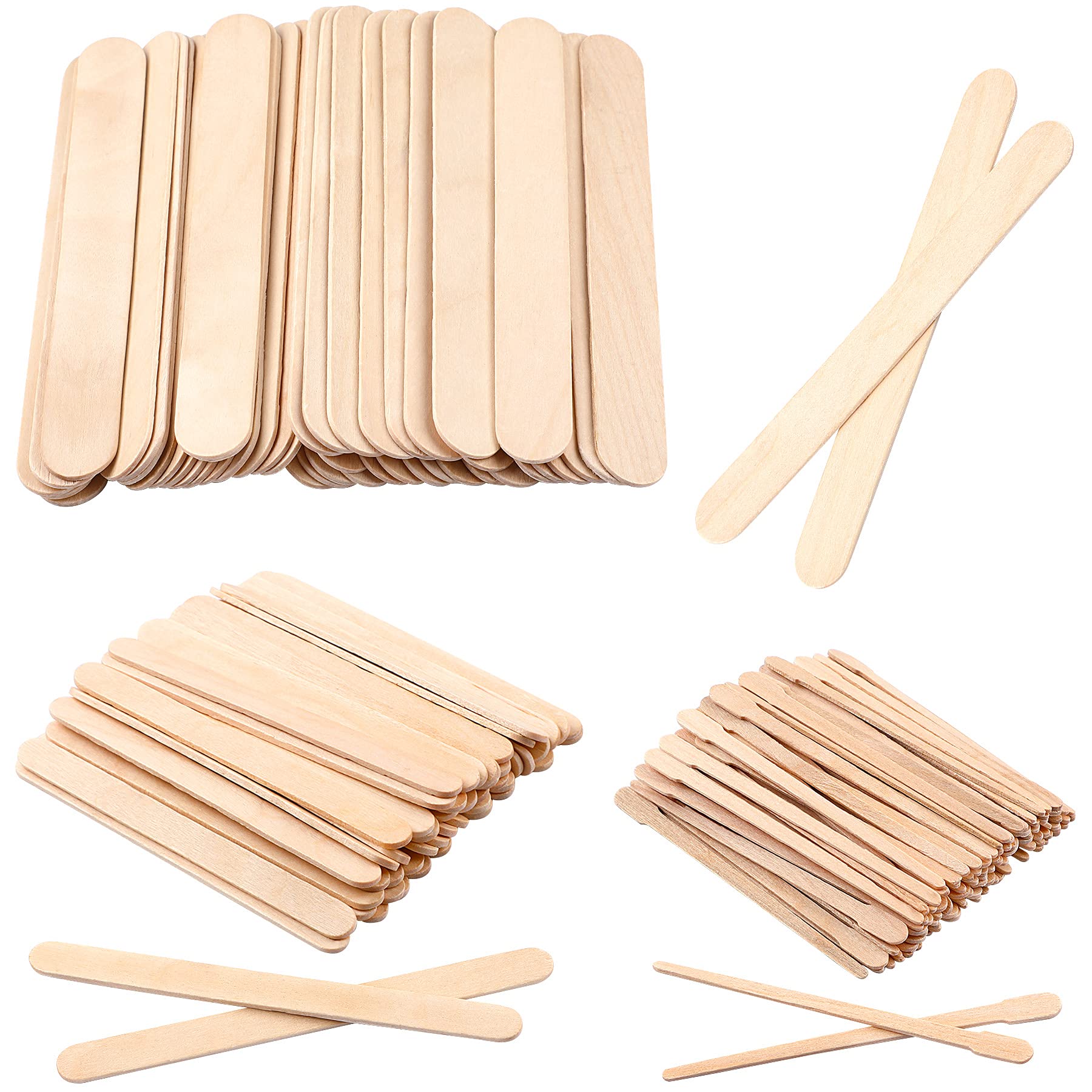 JANYUN 150 Pcs Eyebrow Sticks Applicator Wooden Wax Spatulas Kits for Face and Small Hair Removal Sticks (Combination Style)