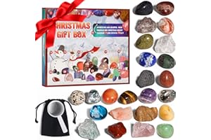LIKOYO 2024 Advent Calendar for Kids Toys Gifts Box with Crystals & Rocks & Minerals, 24 Days Rock Collection Christmas Countdown Calendar with Mini Gemstone Dig Kit, Birthday Holiday Gift for Girls Boys