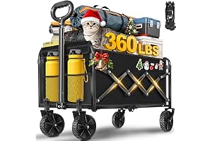 ARTIST'S DREAM Foldable Collapsible Wagons Carts with Wheels — Folding Utility Wagon Cart Portable & Easy to Store for Groceries,Apartment Moving,Sports & Garden|Collapsible Wagon for Yard Work&Shopping,Graphite