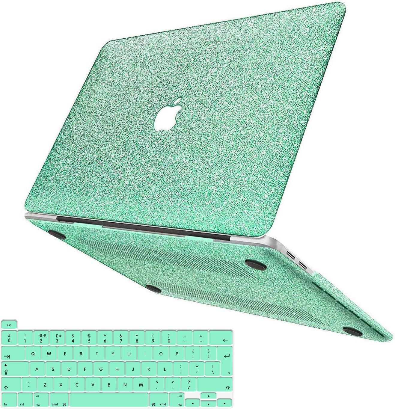 MacBook Pro 16 Inch Case 2019 Release A2141, Anban Glitter Bling Smooth Protective Laptop Shell Slim Snap On Case with Keyboard Cover Compatible for Mac Pro 16 with Touch Bar and Touch ID, Mint Green