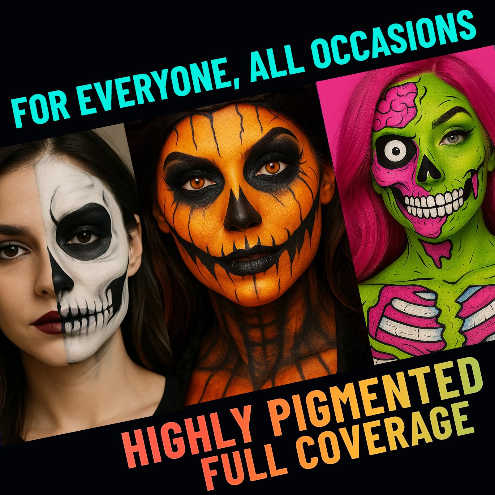 BOBISUKA Face Body Paint, 15 Color Professional Face Painting Palette for Art Theater Halloween Party Cosplay Clown Sfx Makeup for Women Adults, Non-Toxic Washable