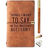 Funny Office Gifts for Boss Men Lady Coworker Leather Journal Notebook with Pen and Pen clip 7.87 x 4.7 Cover, 4 x 7.5 Pages(Inches), Cool Gifts for Boss Coworkers Office Staff - Thing I Want