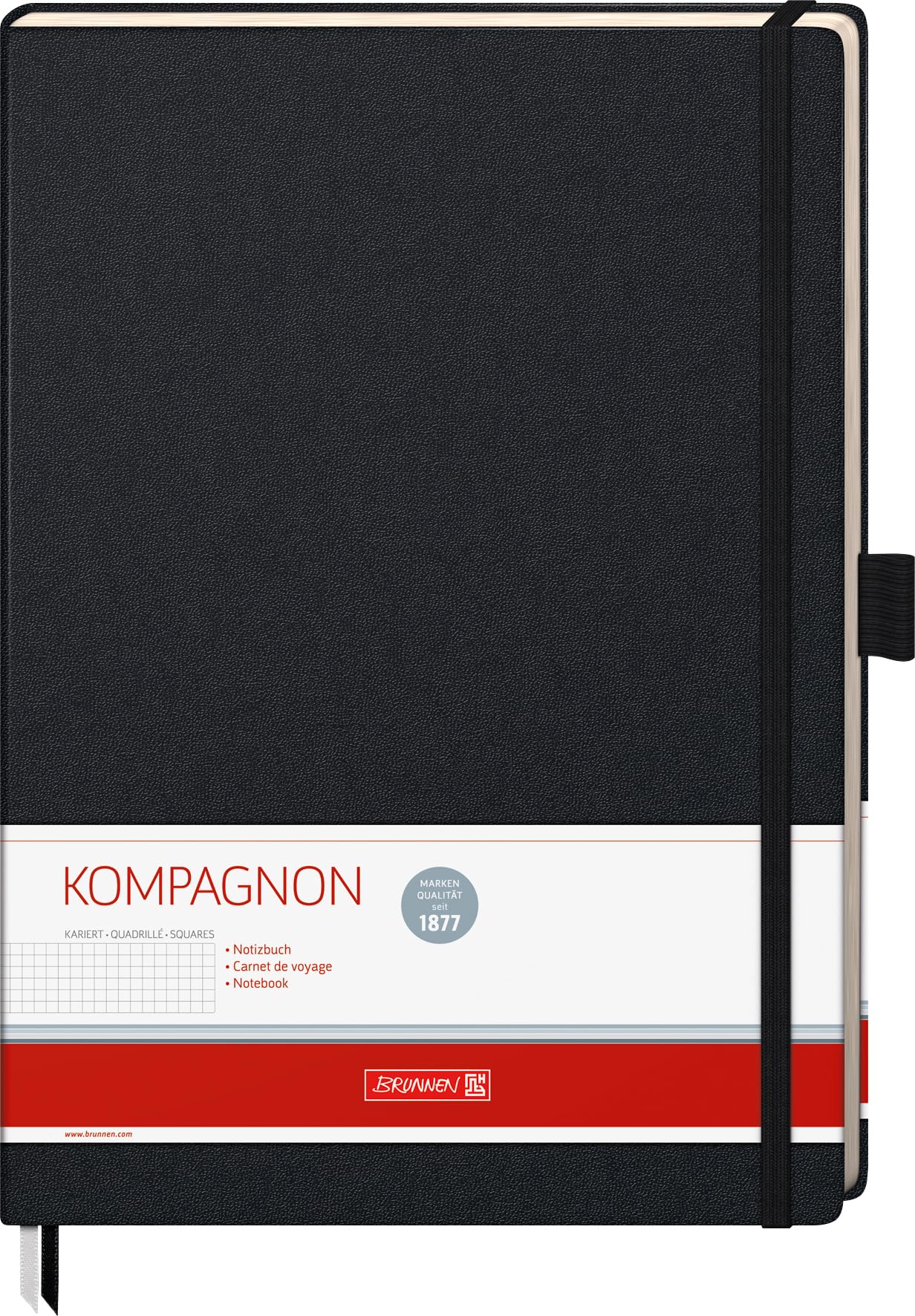 Brunnen Kompagnon 96-Page Squared Notepad Lineature 22 Black 21 x 29.4 cm