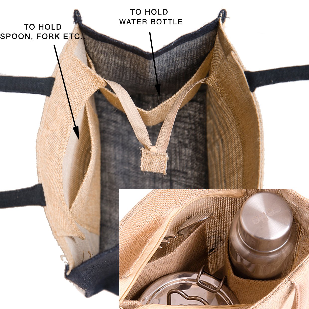 h&b men's jute multicolour lunch bag