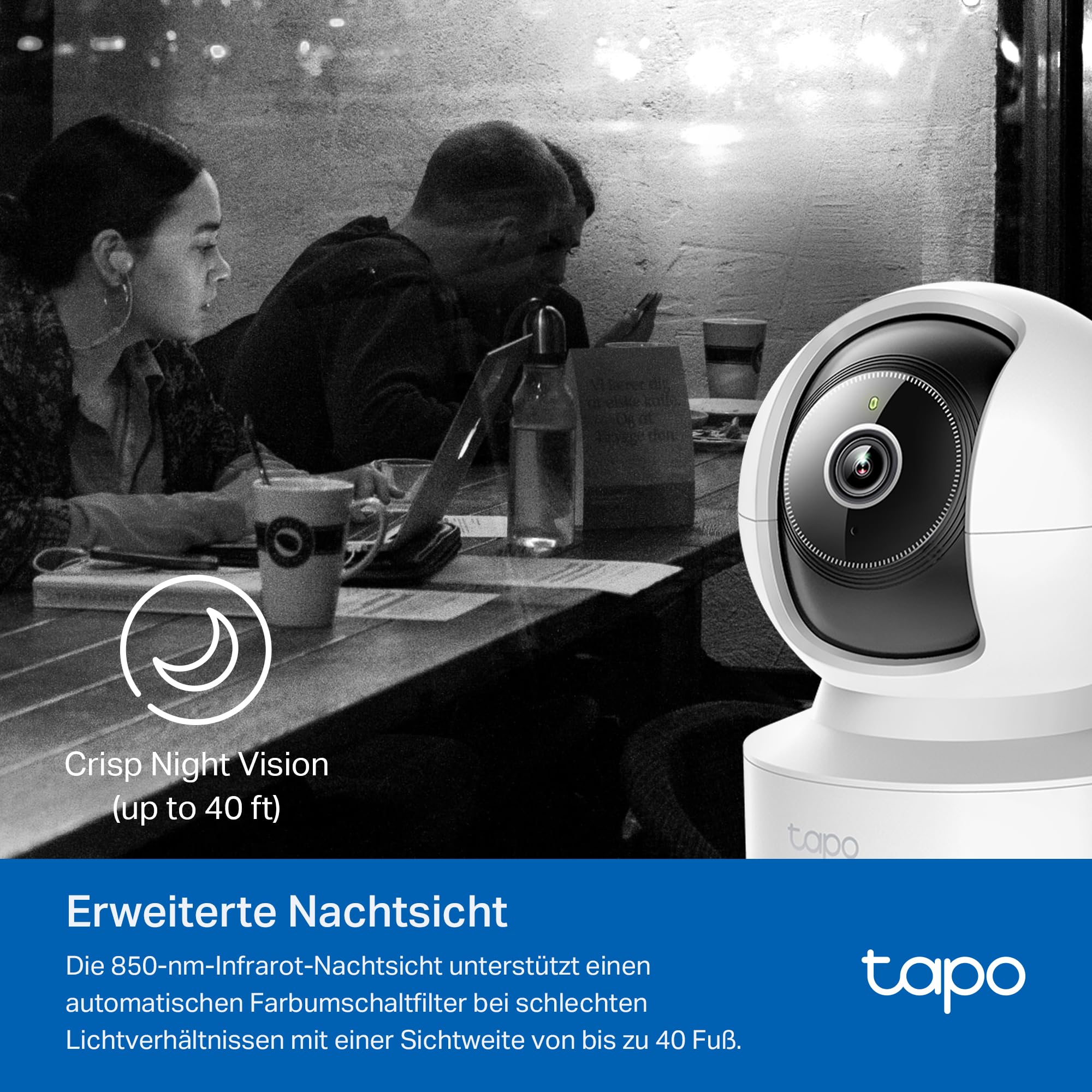 Tapo C232 360° KI-WLAN-Überwachungskamera, Ethernet/WLAN, 3K 5MP, Bewegungsverfolgung, Nachtsicht, Zwei-Wege-Audio, kompatibel mit Alexa und Google Assistant, MicroSD-Karte Bis zu 512 GB 6