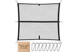 SwiftGaze Highly Elastic Cargo Truck Bed Net Durable Cargo Net Keeping Cargo Secure with 8 Hooks Strong Bungee Net for Car Pickup SUV Trailer Truck Bed Organize (Single Layer)