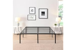 D&H FURNIMMT 18 Inch High Queen Bed Frame Support Up to 3000lbs - Easy Assemble/Non-Slip/Noise Free/No Box Spring Needed/Heavy Duty Metal Platform Bedframe, Black