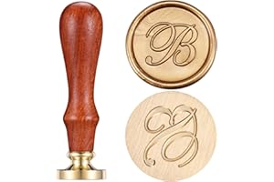 Letter B Wax Seal Stamp, Yoption Vintage Brass Head Wooden Handle Initial Alphabet Sealing Wax Stamp for Wedding Envelopes Christmas Gift