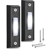 Saillong 2 Pieces Lighted Doorbell Button, Black, White Light | Voltage Range 8V-24V, Wired lit Doorbell, Door Bell Push Button Replacement, Compatible with Most Wire Chimes, Transformer
