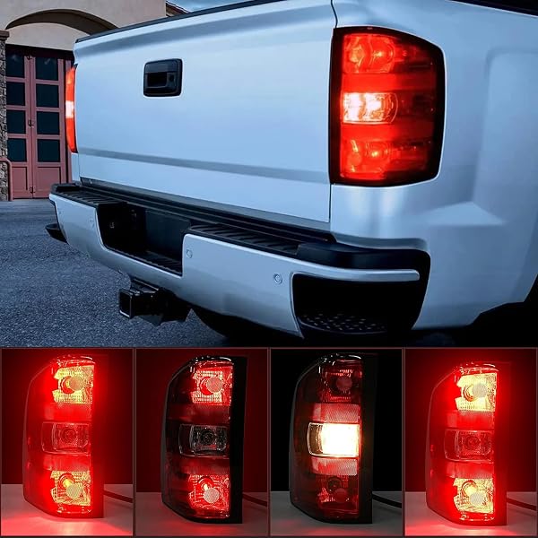 WILDWOLF TAIL LIGHTS ASSEMBLY FOR CHEVY SILVERADO 1500 2500 3500 2500HD 3500HD 2007-2014 REAR BRAKE TURN SIGNAL, BLACK BORDER, REAR RIGHT PASSENGER SIDE