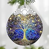 Tree of Life Stained Glass Ornament, Christmas Ornaments – Christmas Tree Decor, Holiday Decor, Xmas Stocking Stuffers, Gift Idea, Gifts for Coworker, Friend, and Family