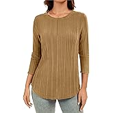 Jeqeocafy Women 3/4 Sleeve Tunic Shirt Crewneck Loose Fit Basic Pullover Tunic Top 2026 Casual Tunic