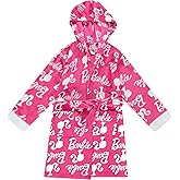 Barbie Girls Fleece Kids Hooded Robe - Super Soft Plush Kids Spa Bathrobe with Pockets, Girls Sizes 4-10 - Official Product