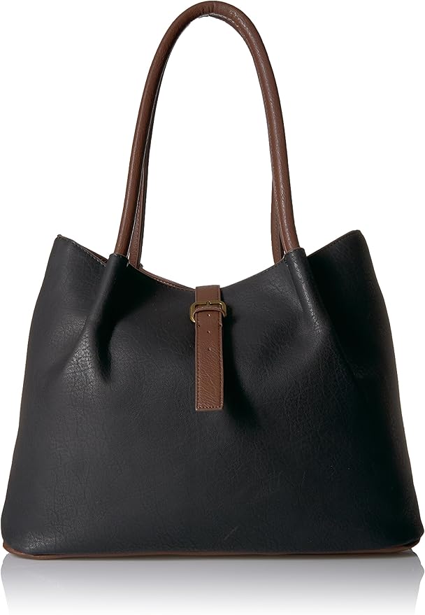 Bueno of California Bueno Faux Leather Antique Grain Tote Black