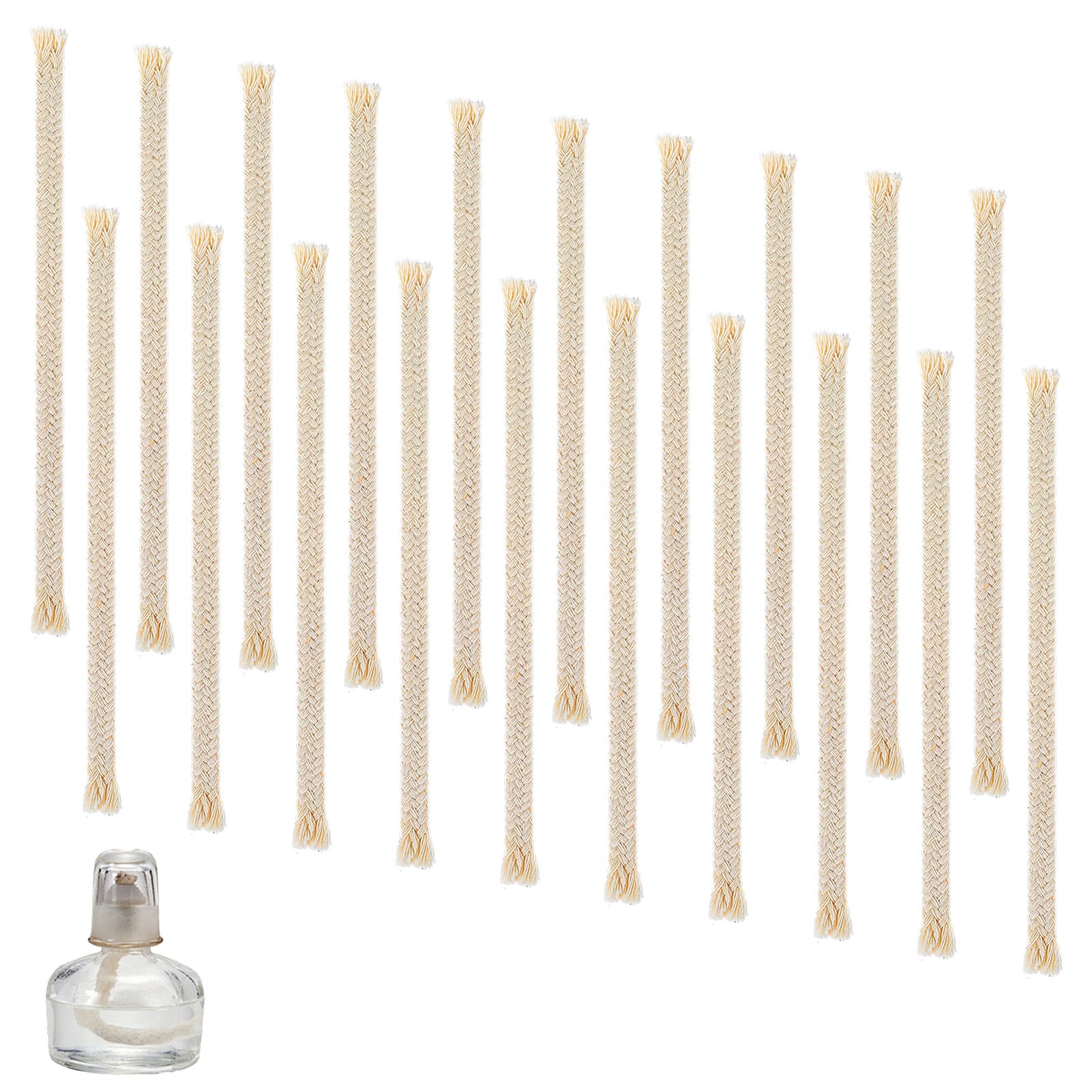 Photo 1 of BOHUIZ 20 Pcs 1/4" Round Oil Lamp Wicks, Cotton Wicks for Oil Lamps Handmade Braided Torch Wicks Replacement for Oil Lamp Candle Lamp Burner Kerosene Lantern