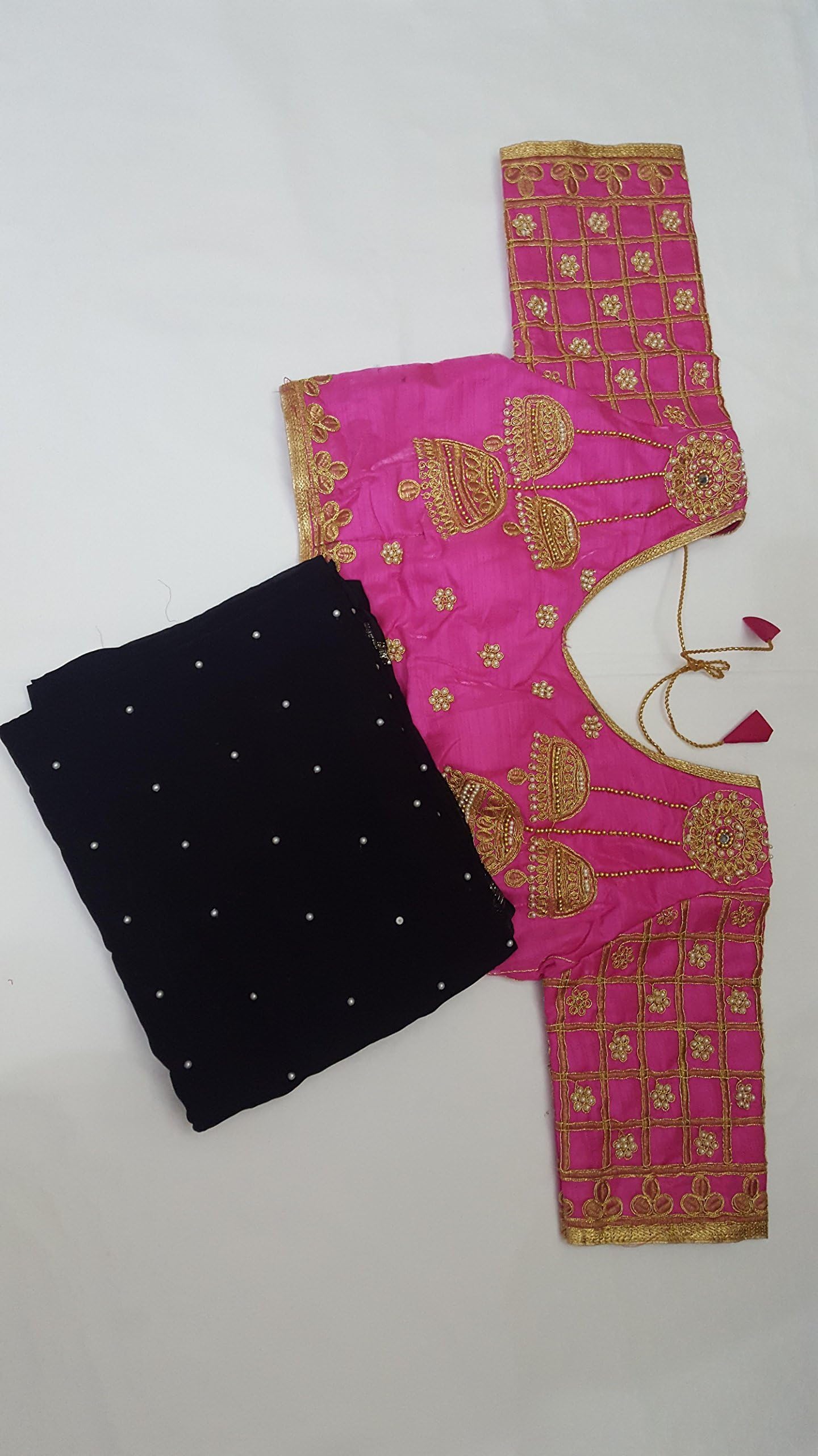 Designer georgette sari/saree with handmade blouse (Blouse size 10/12 UK)