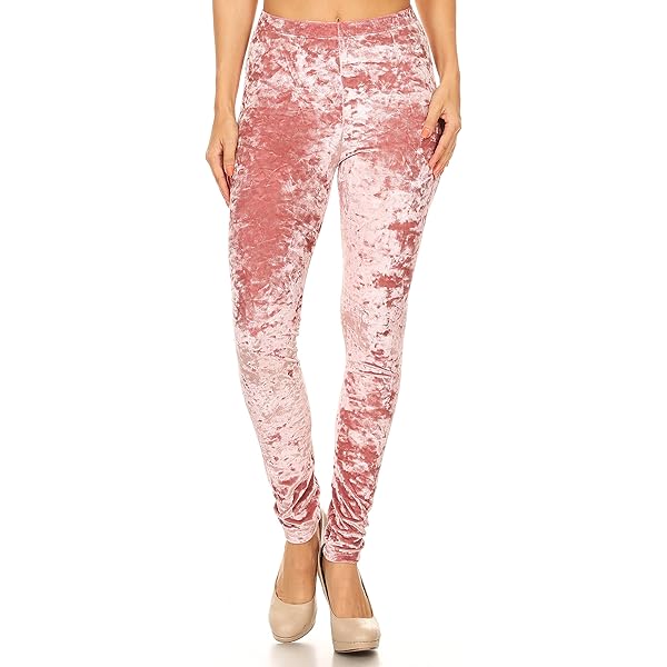 Luxury Divas Rose Pink Crushed Velvet Velour Womens Stretchy